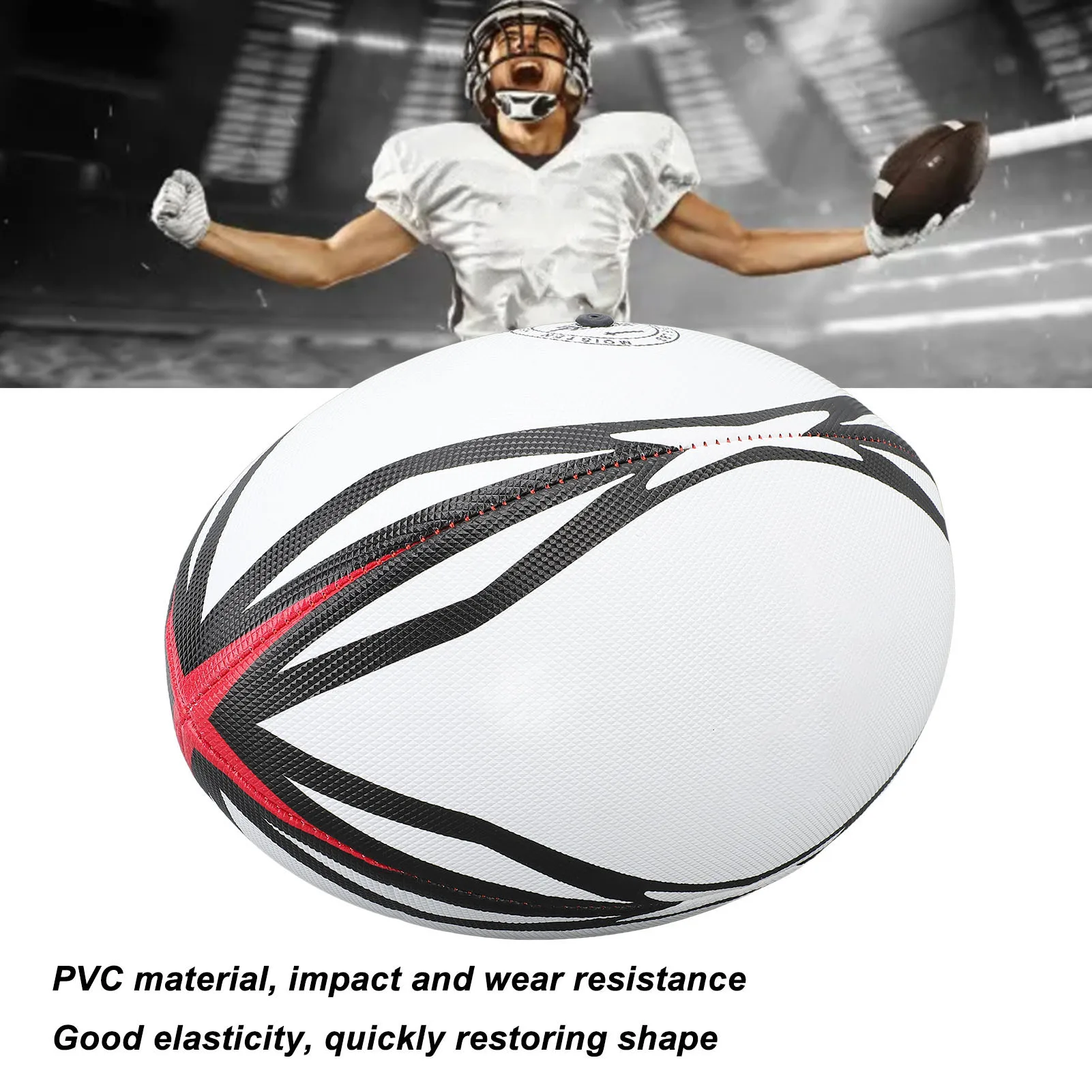 ZK30 Number 9 Rugby Ball Inflatable Practice Ball High Elasticity PVC Rugby Ball for Match and Daily Training