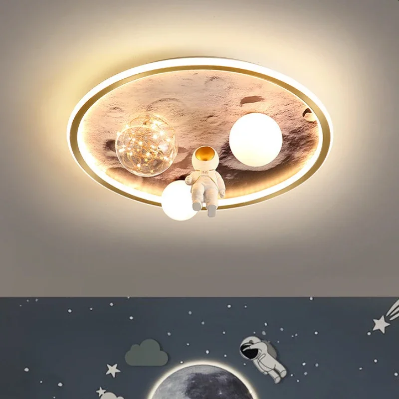 

European Modern Children's Moon Lustre Led Lights Astronaut Bedroom Chandeliers Decoration Ceiling Lamps for Room Home-appliance