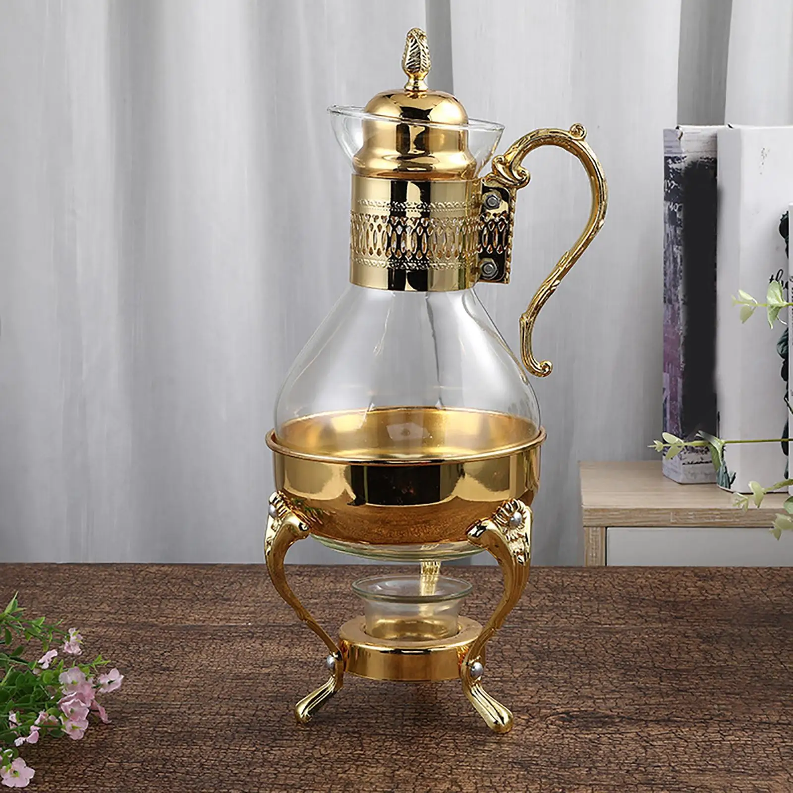 British Glass Tea Pot with Base Tea Making Decoration for Afternoon Tea Home