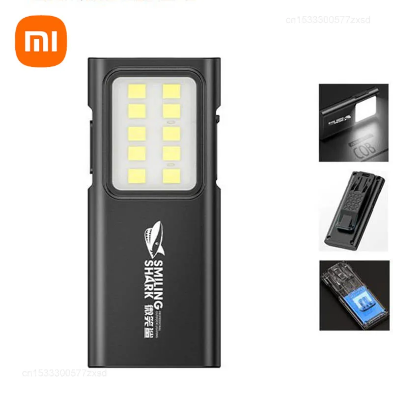 Xiaomi Smiling Shark TIP065 Mini Rechargeable Worklight COB Floodlight Pocket Flashlight with Clip Design Outdoor Running Hiking