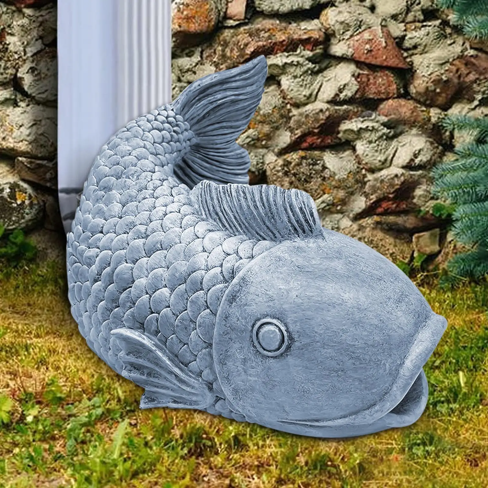 Rainwater Diverter Fish Shape Resin Gutter Extender Diverter Dynamic Water Flow Block Sculpture Extension for Yard Garden Patio