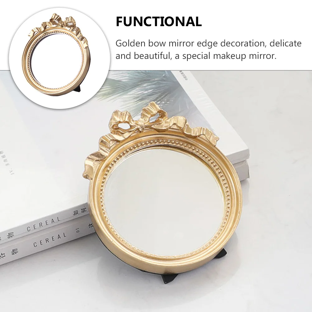 1 szt. Okrągłe lusterko do makijażu w stylu nordyckim z ozdobą w kształcie kokardki, dostępne w 3 kolorach, przenośne lusterko ręczne z żywicy dla kobiet, modne i piękne.