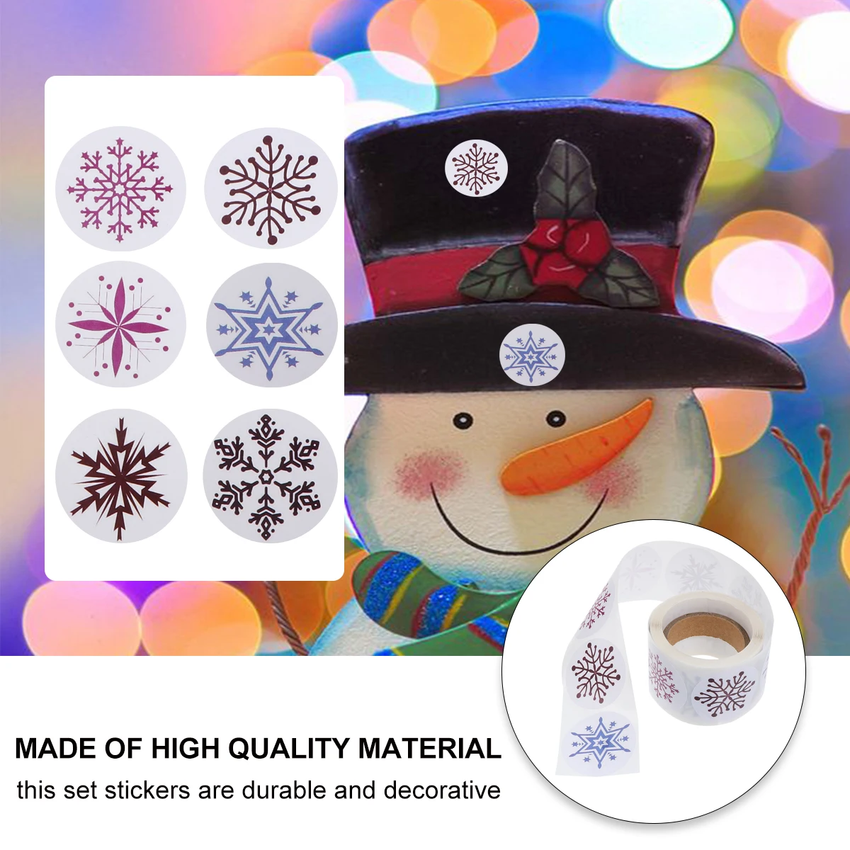 

Snowflake Stickers Self adhesive Foil Envelope Seals Craft Supplies Xmas Decor Gift Tags Round Labels y Bags Christmas Day