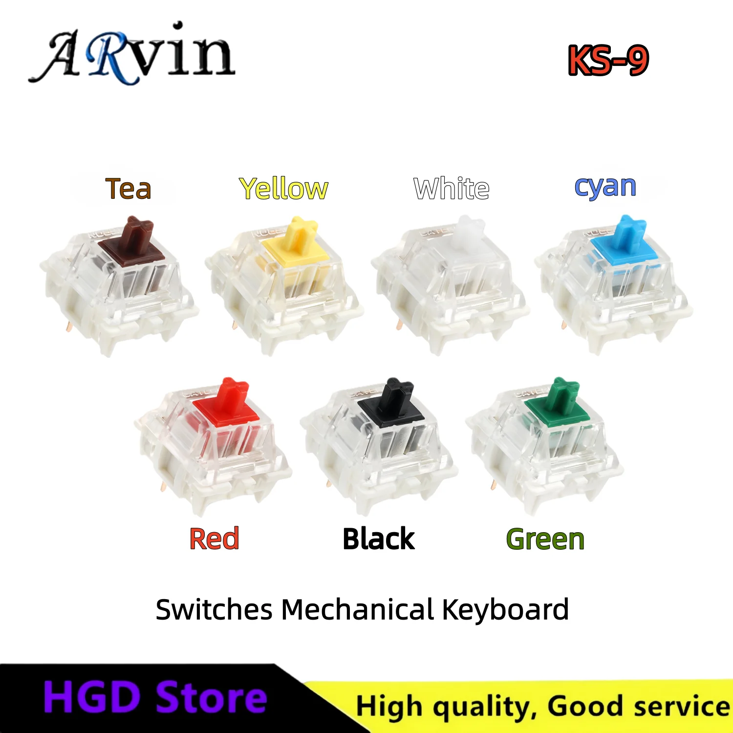 Gateron Switches Mechanical Keyboard KS-9 3 Pin Red Brown Blue Green White RGB Silent Clicky Linear Tactile Compatible Cherry MX