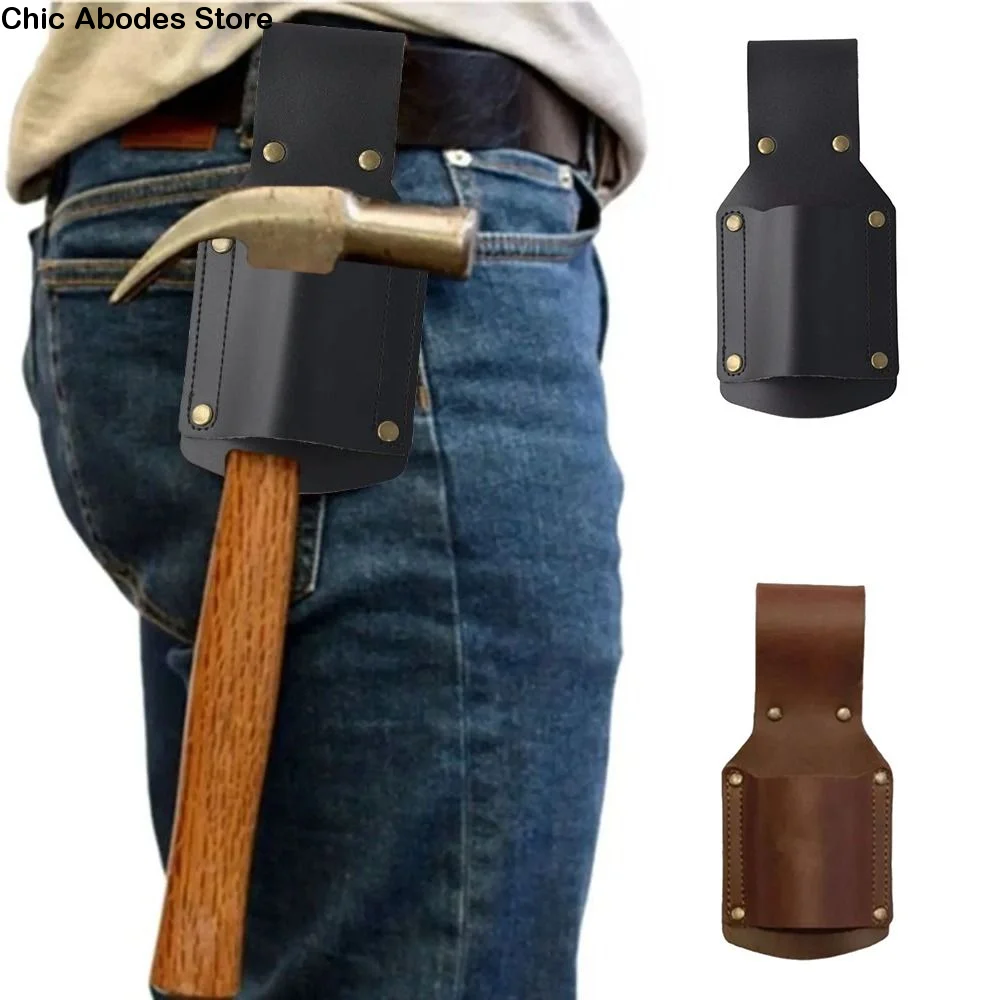 

Portable Durable Hammer Holder Black Brown Handy Design Drill Belt Clip Leather Tool Organizers Outdoor Tool