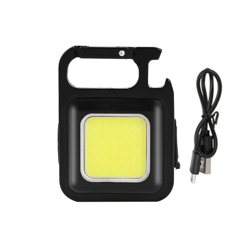 TMWT-Llavero portátil recargable tipo C, Sacacorchos de bolsillo COB con imán inferior para acampar al aire libre, Mini linterna LED