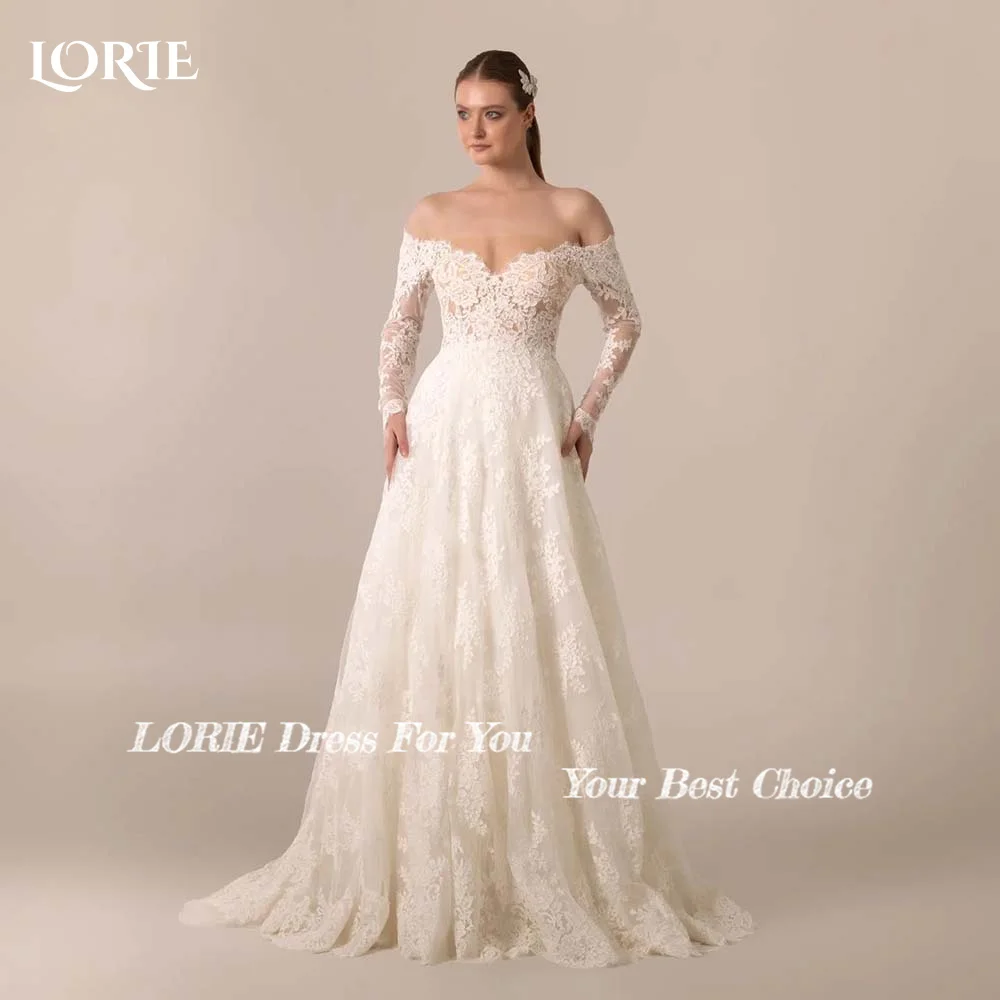 

LORIE Lace Appliques Wedding Dress Sweetheart A-line Bride Gown Long Sleeve Elegant Backless Bride Dresses vestidos de novia