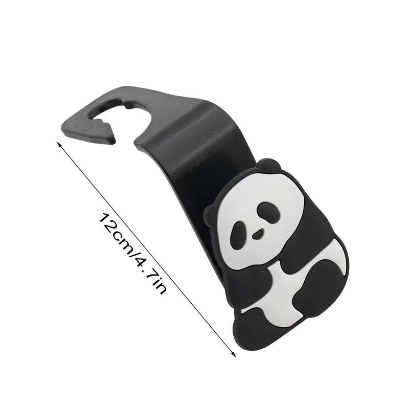 2pcs Cute Cartoon Panda Car Seat Headrest Hook - Universal Vehicle Storage Organizer for Handbags, Wallets, and Jackets