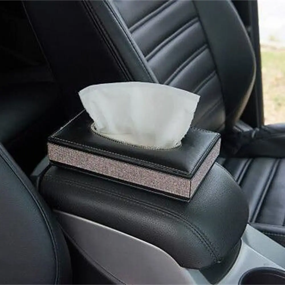 Home Car Bling Rhinestone Paper Towel Box Napkin Cover Tissue Case Black Fit For Honda Toyota Nissan Mitsubishi Ford Chevrolet