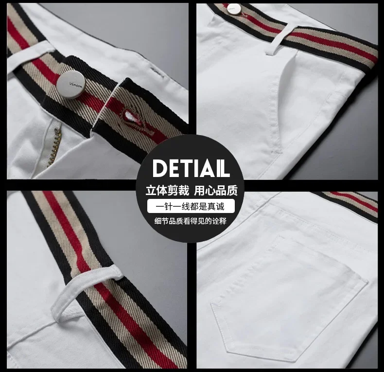 Men's Spring and Autumn new high-quality shorts, waist striped shorts, golf shorts, casual men's straight leg shorts