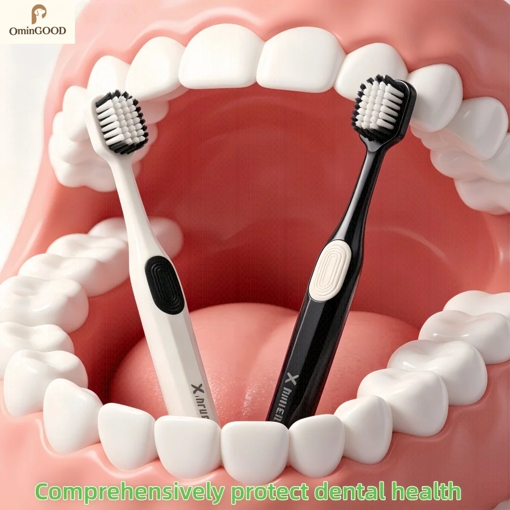 NEW 2-12PC Brush Silk Soft Bristle Toothbrushes, Black and White MEN'S AND WOMEN'S Adult Toothbrushes, Family Set