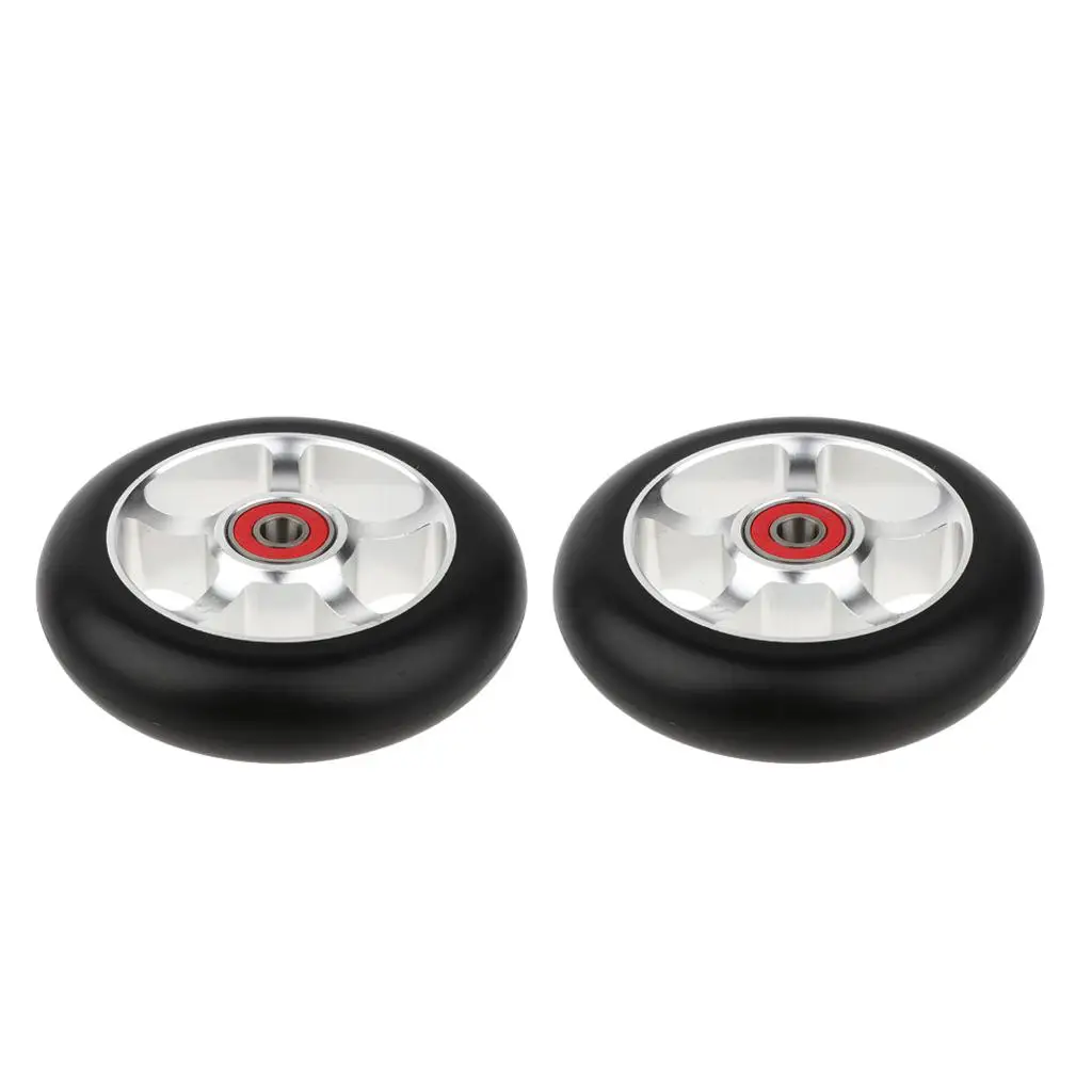 2pcs Replacement 100mm Kick/Scooter Wheels with Bearings & Bushings