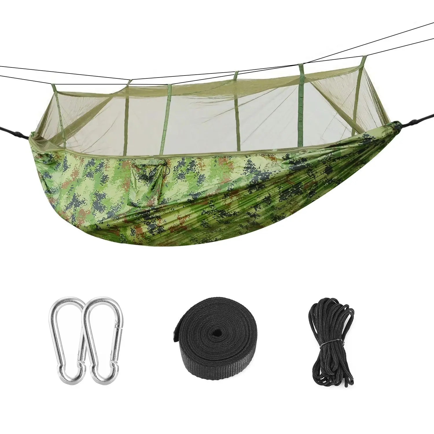 Camping Hammock with Mosquito Net, Portable Double Hammock Tent Load Two People with 2 Straps, Best for Outdoor Garden Hiking Tr