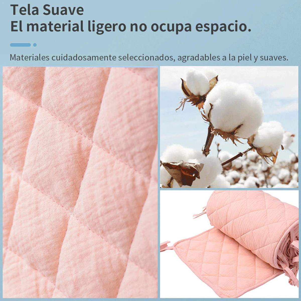 Parachoques de cama de bebé, tela de crepé de doble capa, cuna circundante para niños recién nacidos, cuna de algodón alrededor de la cama, cojín de