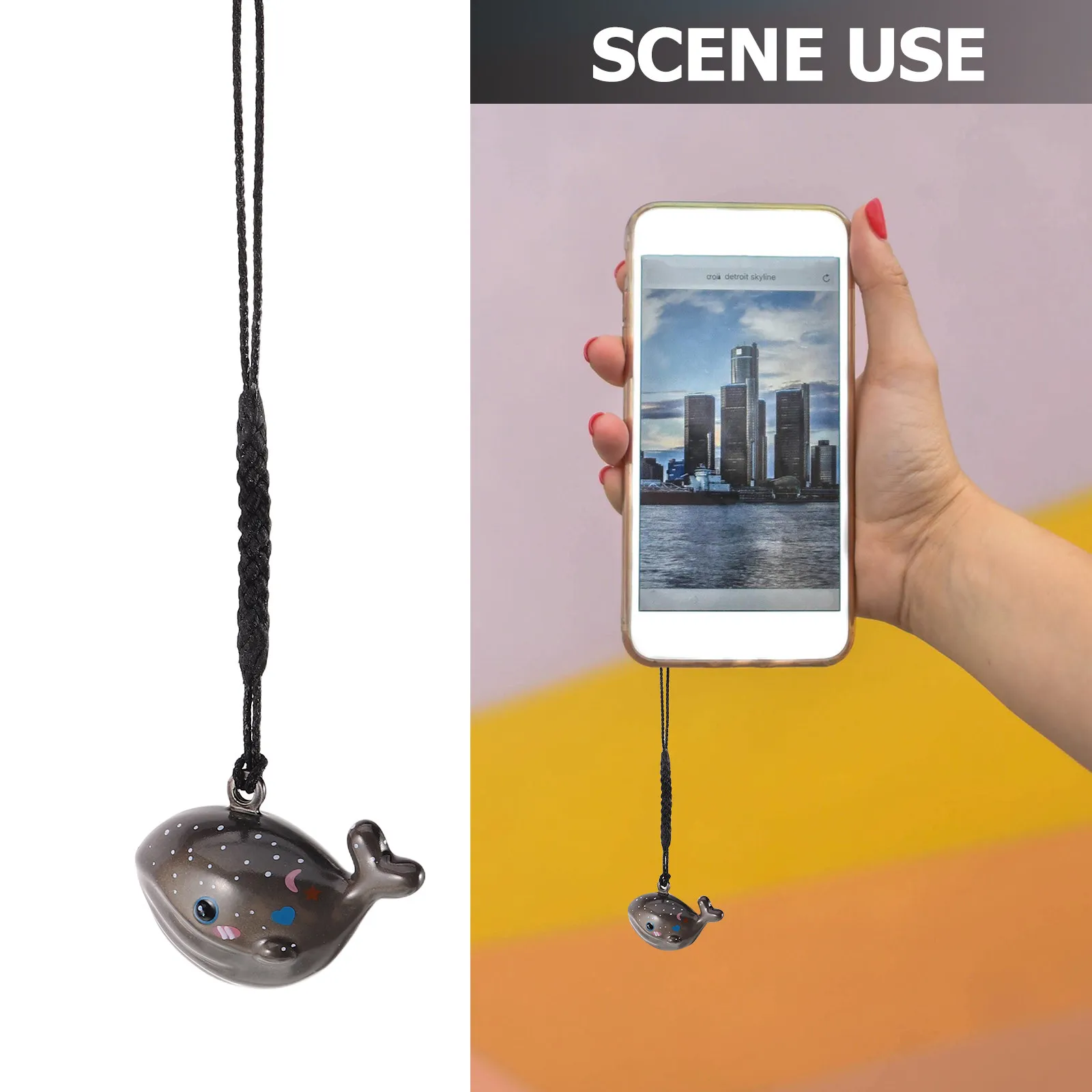 Whale Water Sound Bell Phone Charm Gradient Color Cartoon Pendant Cute Phone Chain Charm Hanging Wind Chime Bell Decor