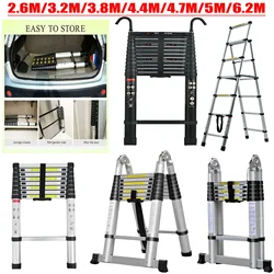 DayPlus Telescopic Loft Ladder Collapsible Step Ladders Extendable Alminium Ladders Folding Extending Portable,EN131,150kg/330lb