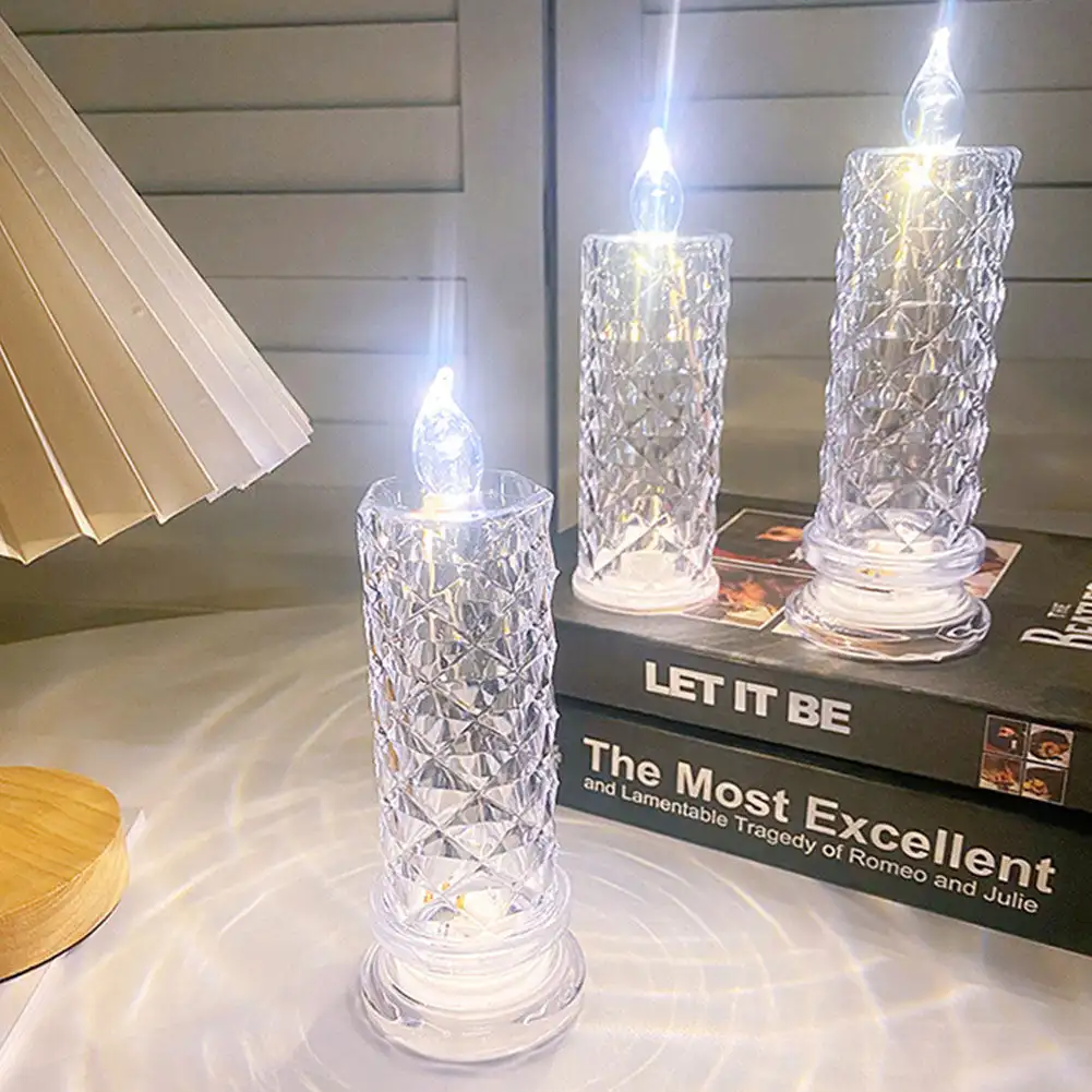 Lámpara LED de mesa de cristal, luz de proyección de rosa, ambiente de diamante romántico, luz nocturna para dormitorio, fiesta, decoración de