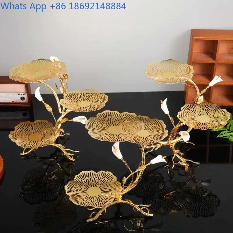 

Metal Fruit Plate Light Luxury Retro Flower European Style Multi-layer Dessert Plate Fruit Basket Candy Snack Fruit Plate