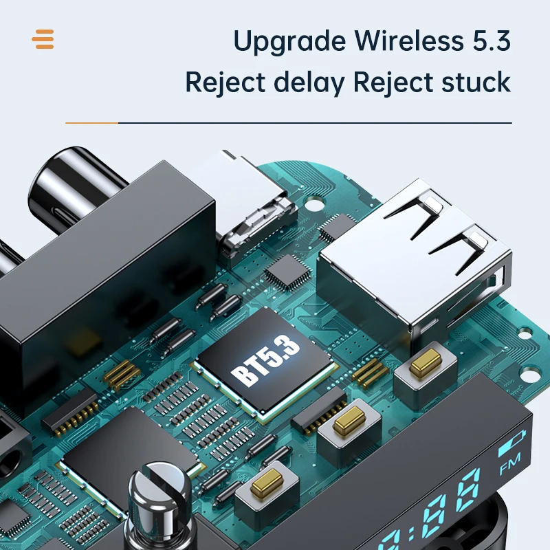 Récepteur Bluetooth 5.3 avec écran LED, émetteur stéréo, disque U, 3.5mm, AUX, RCA, sans fil, mains libres, appel, musique, adaptateur audio pour TV, voiture