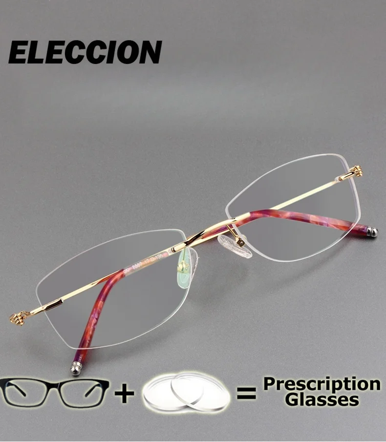 

ELECCION TR90 Rimless Reading Glasses Prescription Men Women Presbyopic Eyewear Phone Blue Light Blocking Anti Fatigue Eyeglasse