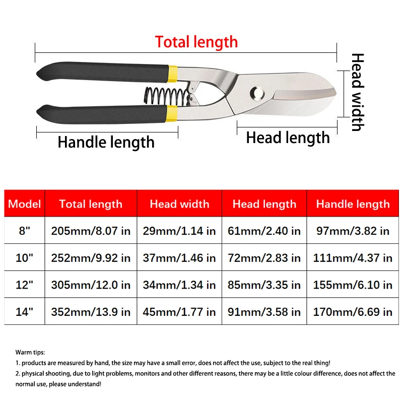 Industrial Grade Tin Scissors Aviation Shears Tin Snips for Cutting Metal Wire Keel Aluminum Sheet Metal Cutters Hand Tools