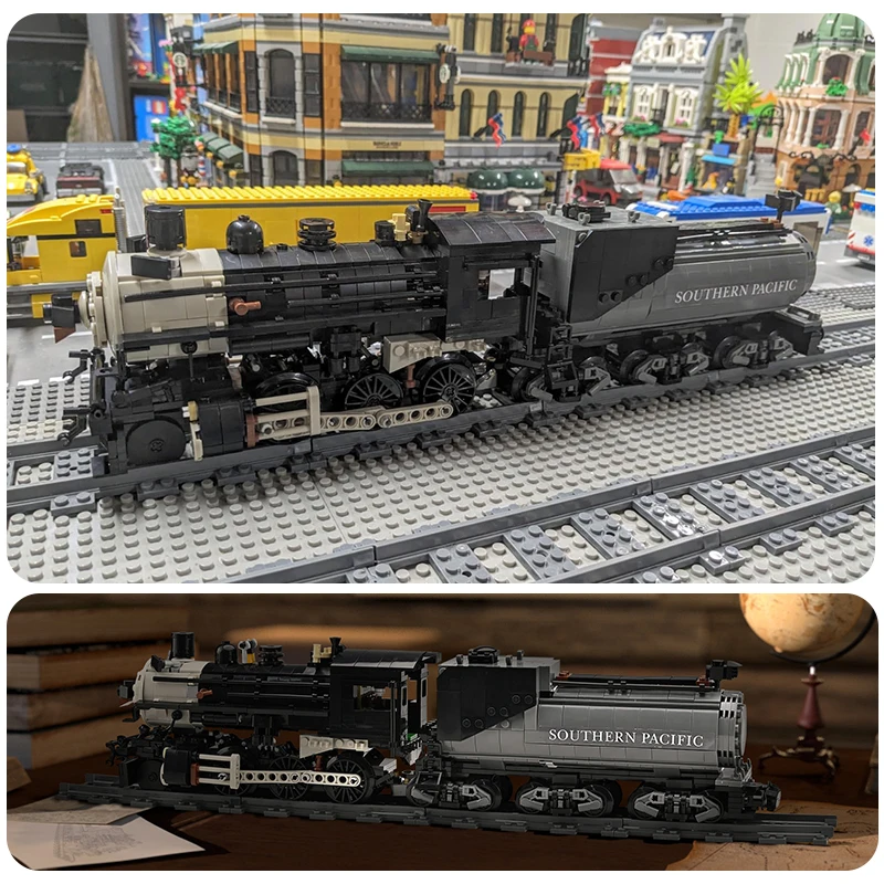 1/38 CN5700 قطار البخار بناء بروك عدة تحصيل قاطرة البخار الهندسة لعبة قطار نموذج الطوب عدة مع مسارات القطار