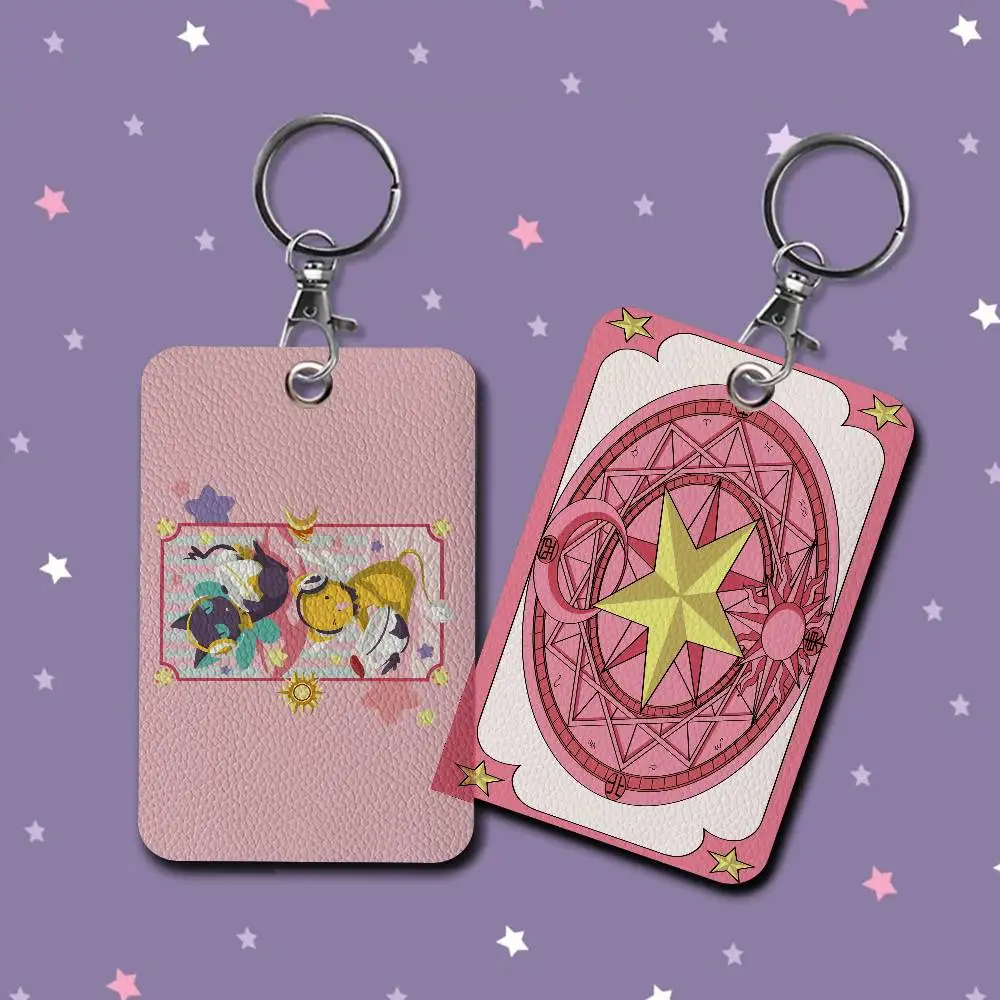 C-Cardcaptor Sakura PU Soft Leather Rectangular Key Card Holder Induction Elevator Protection Cover Youth Faion Accory