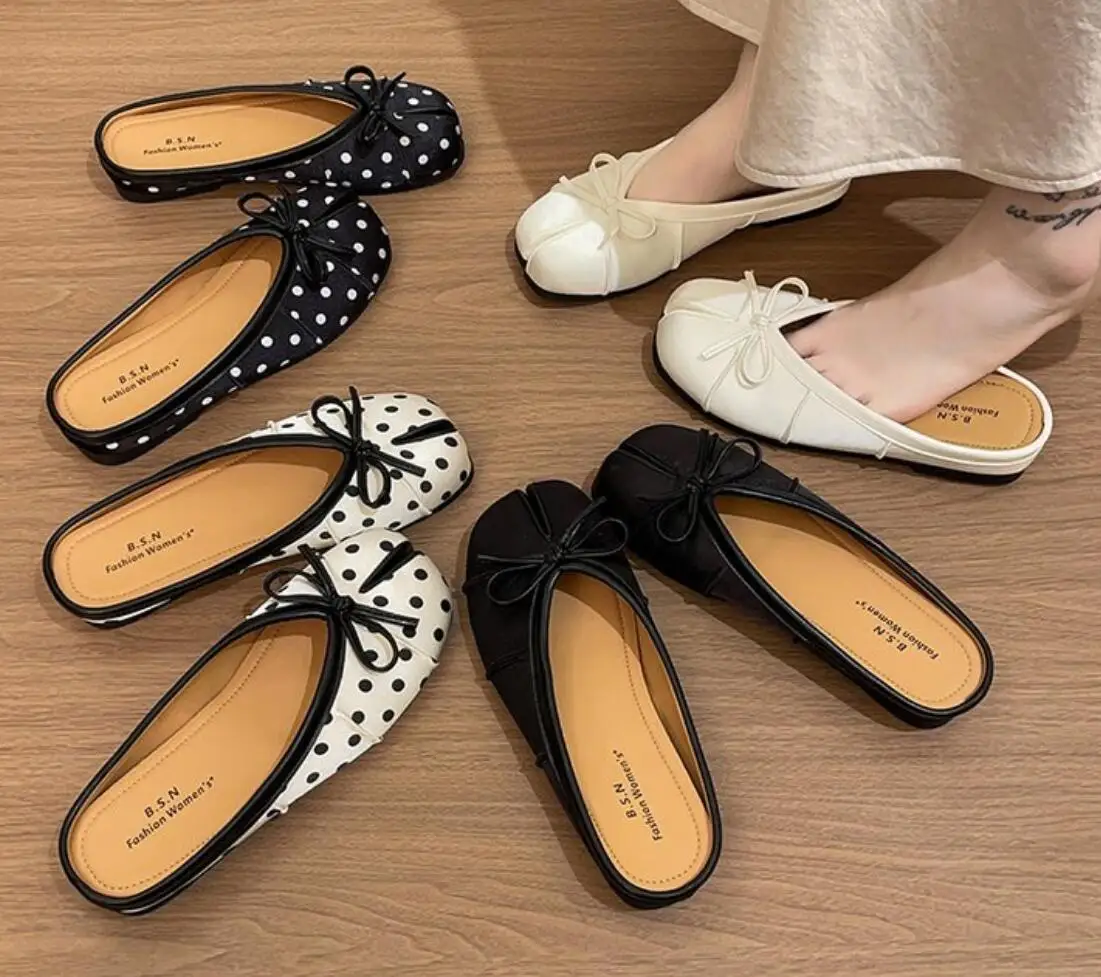 Fashion Butterfly-knot Split Toe Slippers Women Tabi Ninja Ballet Flats Comfortable Walking Loafers Ladies All-match Mules Shoes