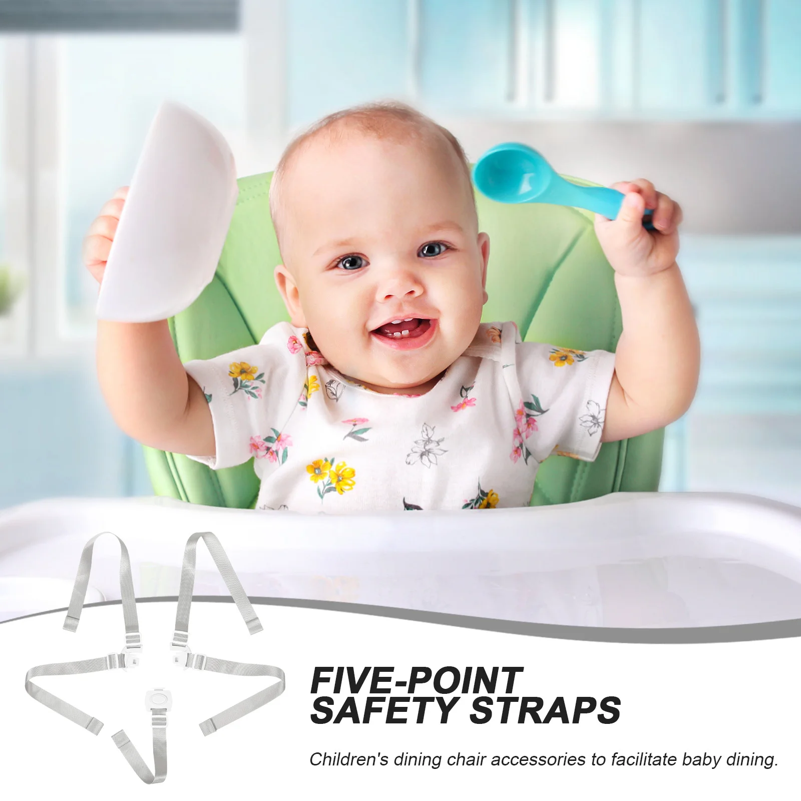 5-Point Safety Harness for Baby Chair Adjustable High Chair and Stroller Straps Secure Dining Or Travel Fit for Kids Infants
