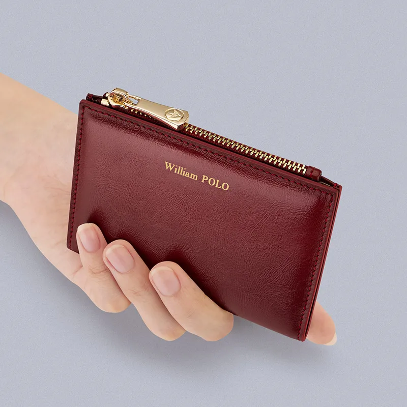 WILLIAMPOLO New Short Women Wallets Fashion Genuine Leather Simple Female Purse Card Holder Brand Wallet For Women