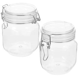 2 Pcs Airtight Honey Jar Glass with Lid Plastic Sealed Jars Lids Small Bottles Jam Caviar The Pet