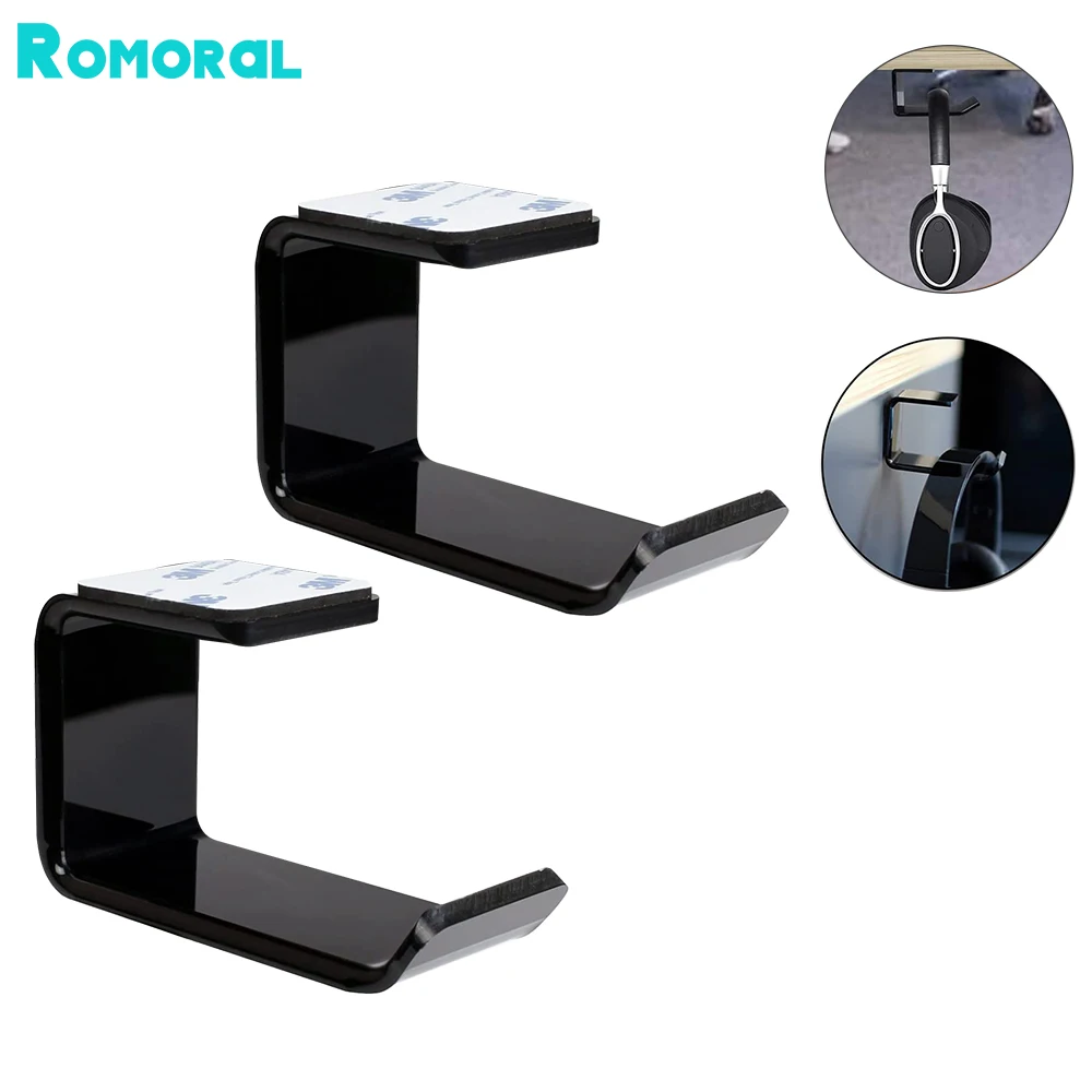 

Headphone Bracket Hanger Under Desk Wall Mounted Headset Holder Hook Earphone Sticky Display Stand