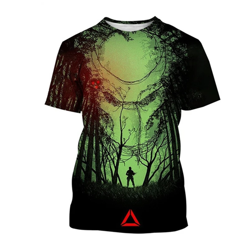 3D Printed Predator Graphic Men\'s T-shirt Fashionable Hip-hop Street Clothing Summer Outdoor Breathable Short Sleeve O-neck Top