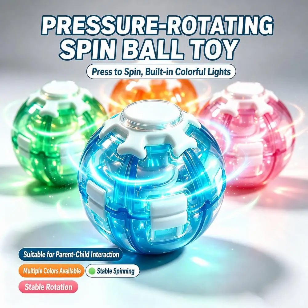 Magic Press To Spin With Light Stress Relief Fidget Balls Autism ADHD Focus Quiet Cool Gadgets Unique Gifts For Kids & Adults