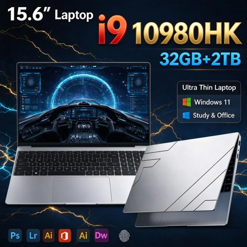 2026 New Intel I9-10980HK 15.6'' 1920x1080 FHD Notebook 32GB RAM 1TB/2TB SSD Windows 11 Ultra Slim Laptop For Study Work Gaming