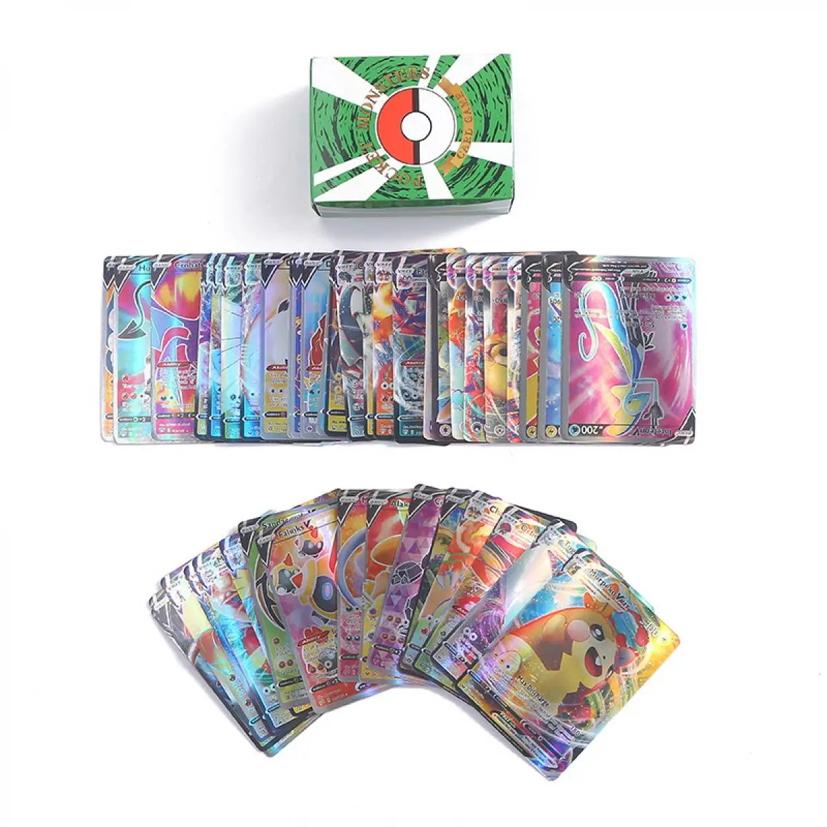 New 100Pcs French English Pokemon Game Cards VMAX Letter Rainbow Arceus Shiny Charizard Mewtwo Pikachu Collection Card Toy