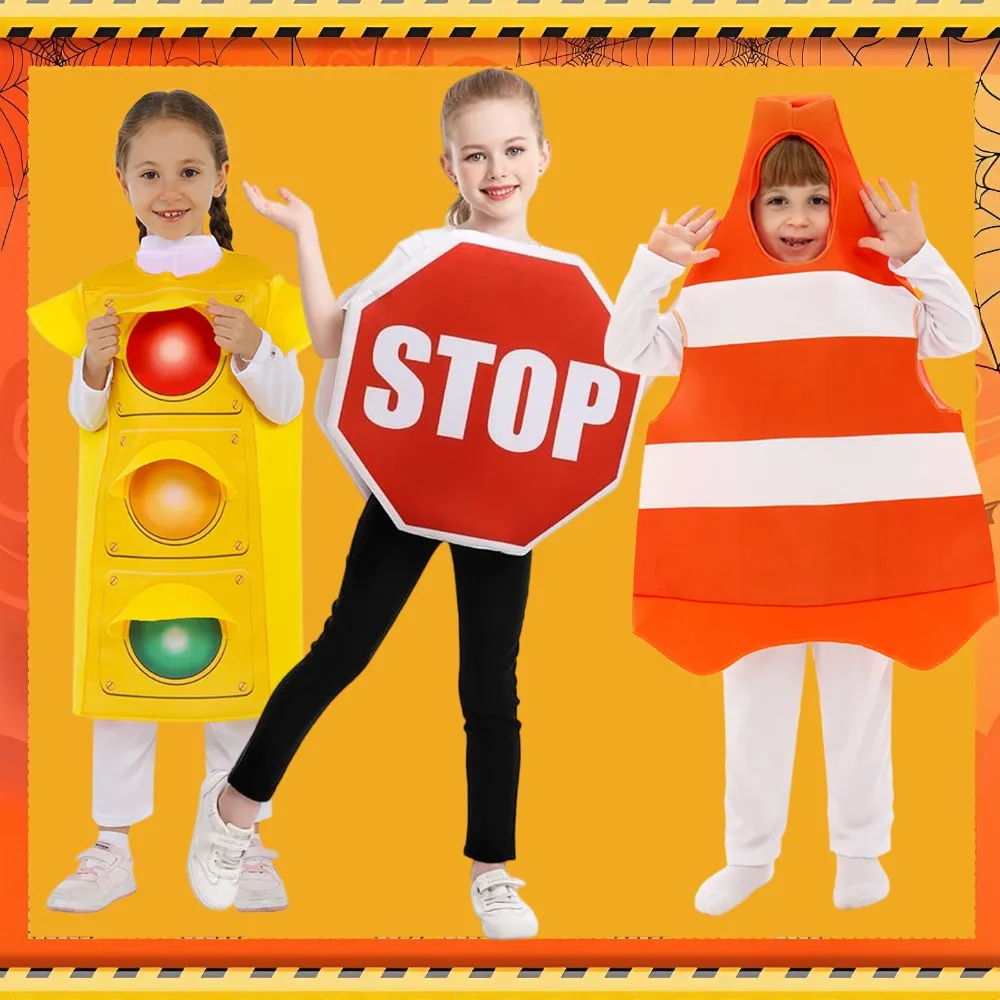 

Halloween Costume Children Traffic Signal Light Lamp Cosplay Costume Unisex Traffic Road Safety Stage Performance Outfit