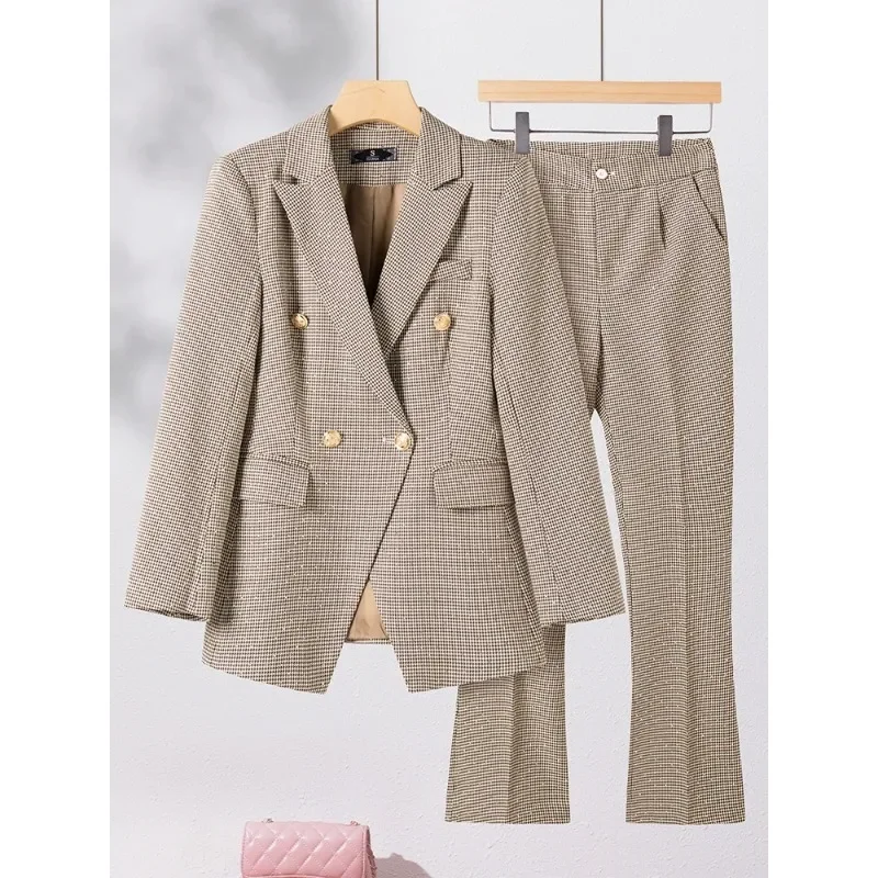 Dames Blazer En Broekpak Dames Zakelijke Werkkleding 2-delige Set Dames Lange Mouw Enkele Rij Knopen Formele Jas En Broek