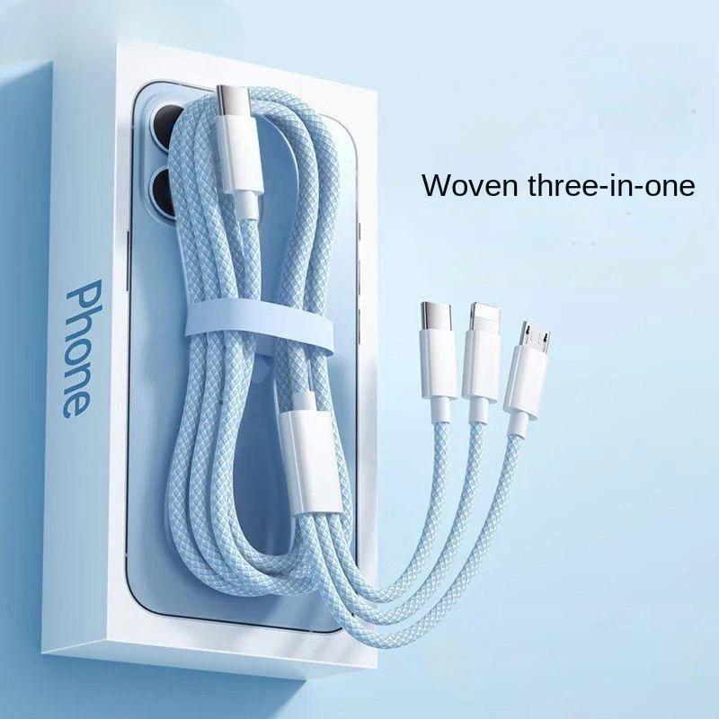 3 In 1 Fast Charging USB Cable 100W For Xiaomi iPhone 15 Poco Micro Type C Charger Cable Cord Multiple Usb C Charging Wire Line