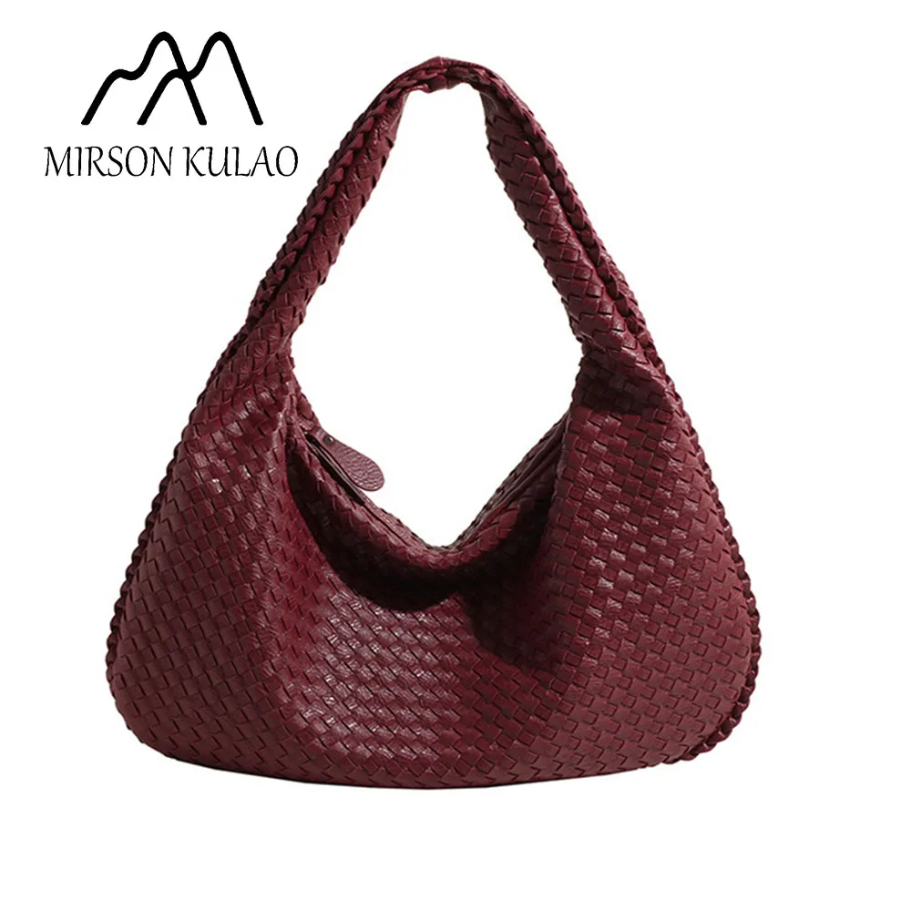 New French Styles PU material soft Handmade Woven Tote Bag for Women classics Underarm Bag