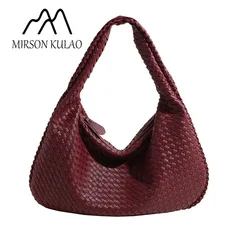 New French Styles PU material soft Handmade Woven Tote Bag for Women classics Underarm Bag