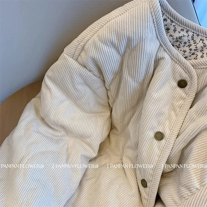 المرأة الشتاء وصول جديد فضفاض ومتعدد الاستخدامات الفانيلا المرقعة طباعة الماس شبكة معطف القطن مع تصميم فريد من نوعه المشمش الأعلى #1