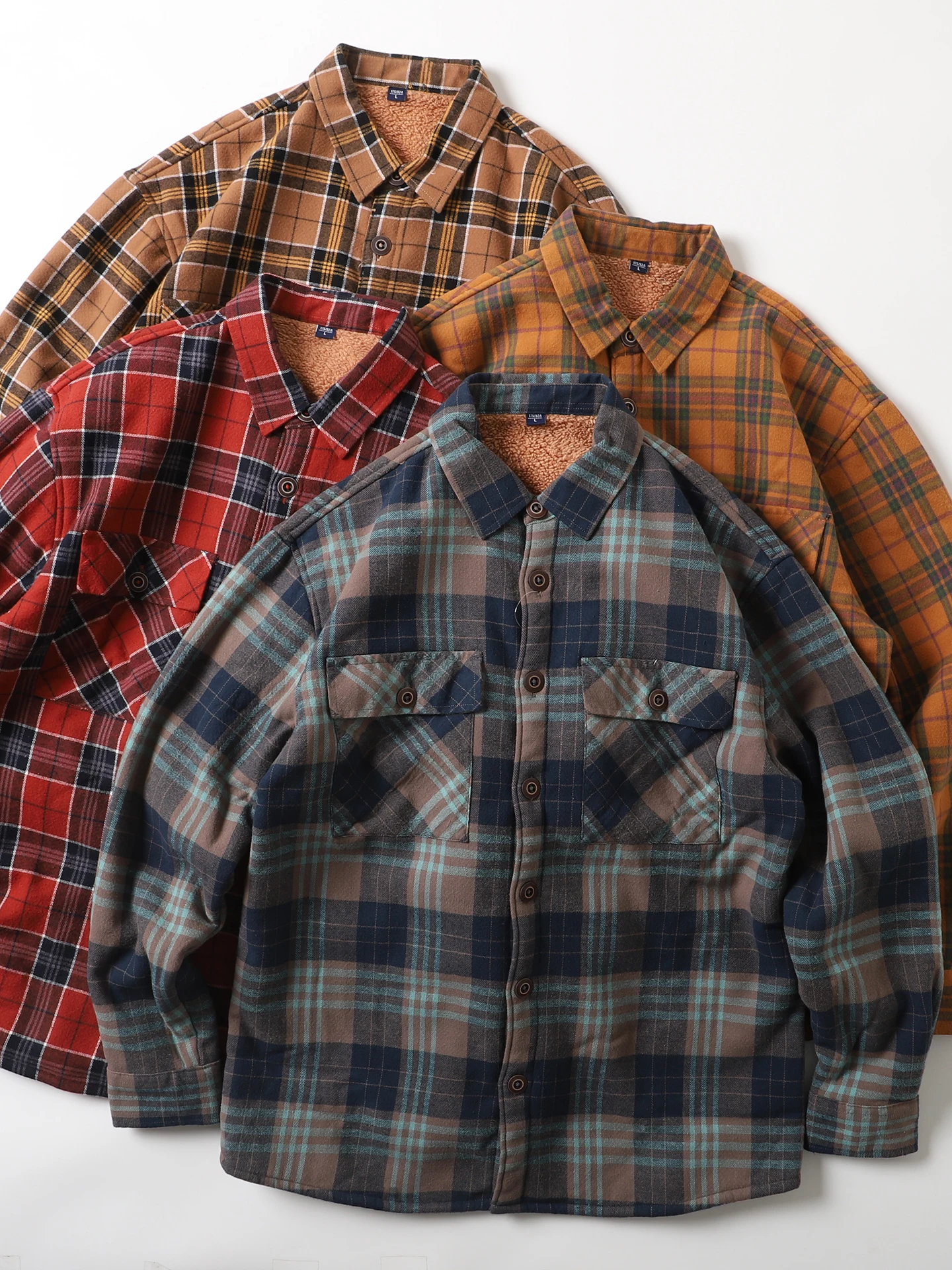 

Теплая утолщенная фланелевая рубашка из чистого хлопка, мужская повседневная рубашка с длинным рукавом в клетку, модная осенне-зимняя верхняя одежда