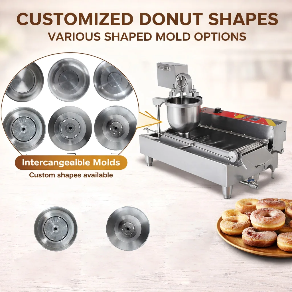 Automatic Mini Single Row Mini Donut Maker Machine Frying Donuts Maker OEM Automatic Doughnut Maker for Restaurant Bakery
