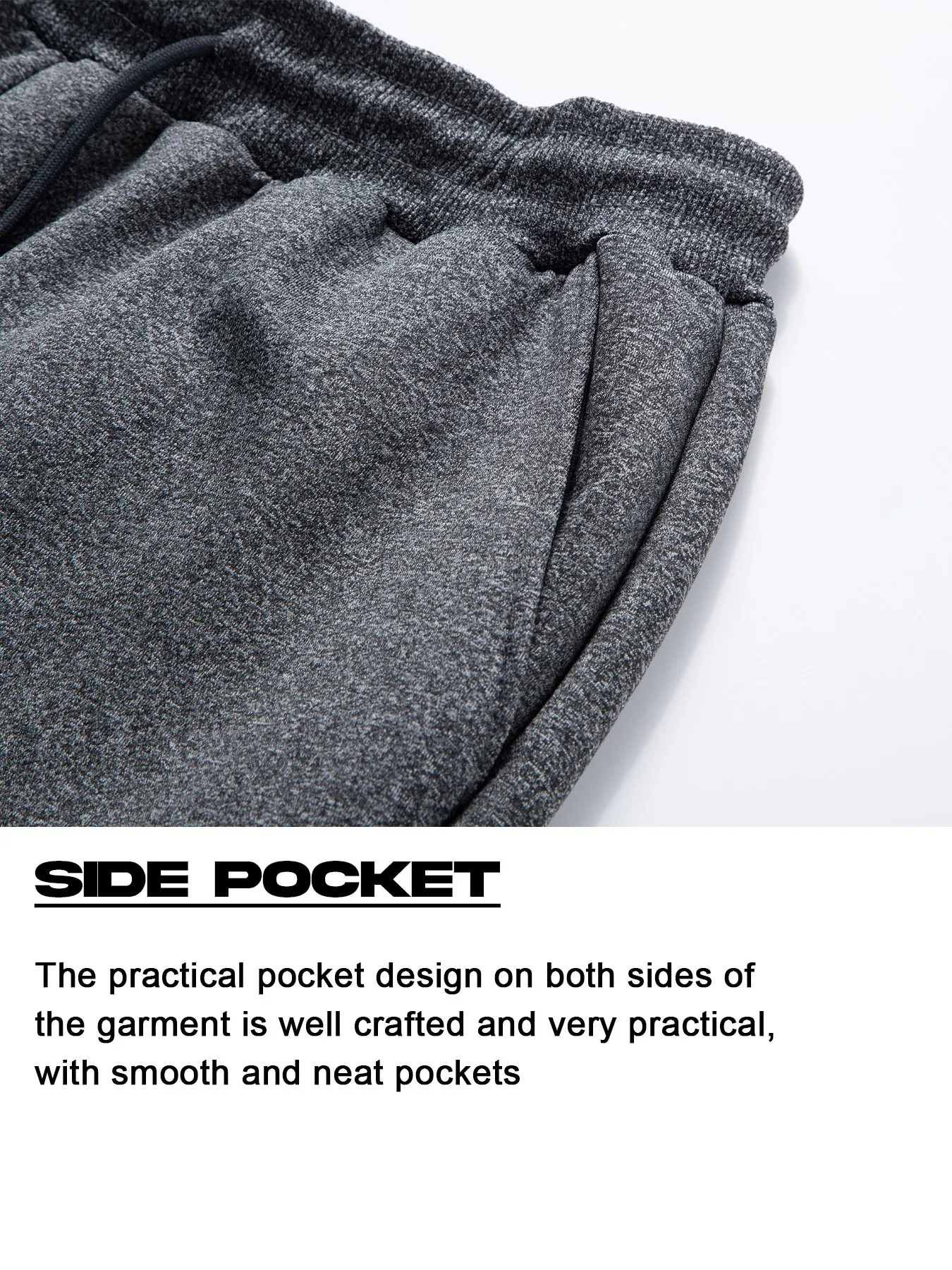 Men Heather Grey Full Zip Hooded Sherpa Lined Tracksuit Warm Fleece Liner Elastic Drawstring Rib Cuff Jogger Pant Front Kangaroo view 5