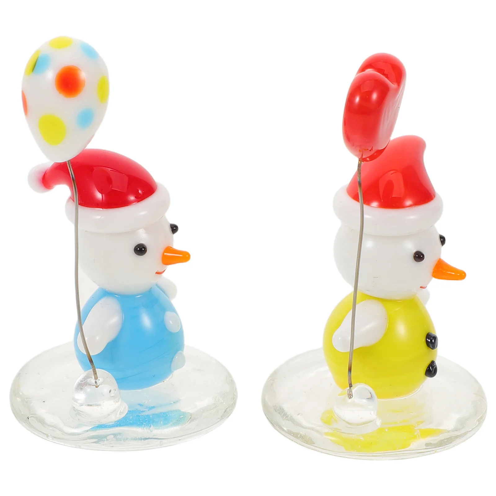 

2Pcs Christmas Decorations Glass Snowman Balloon Ornament Festive Tabletop Decor for Living Room Desk Window Shelf Display