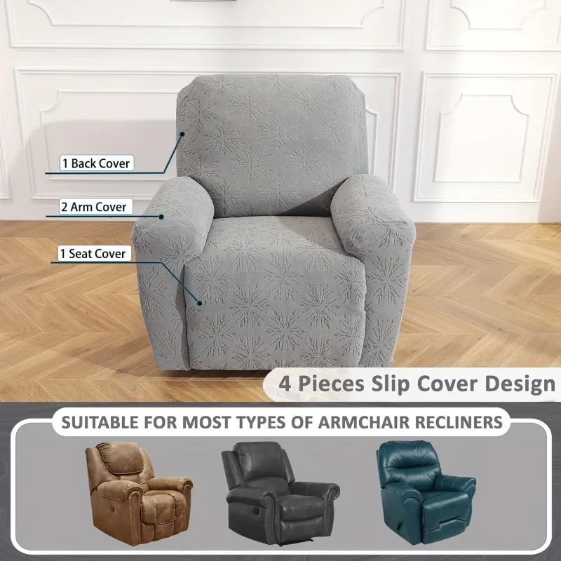 Elastic Jacquard Plush Recliner Cover for All Seasons Dust-proof and Anti Slip Easy To Disassemble Sofa Protective Cover 소파 커버