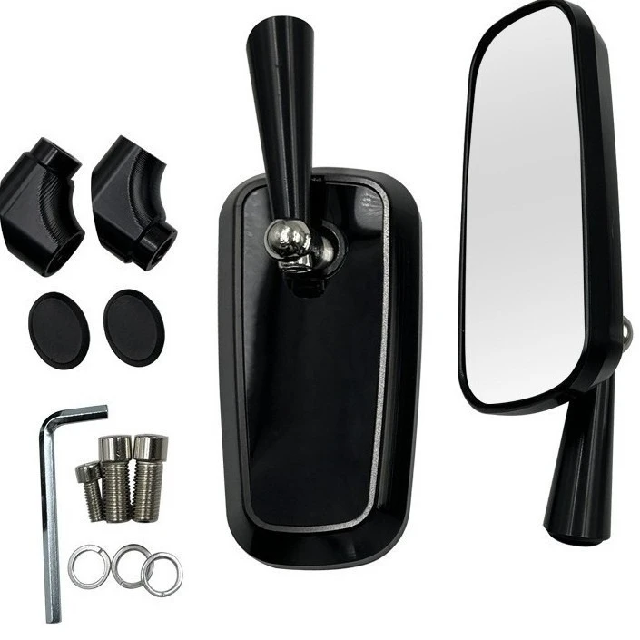 CNC Aluminum Alloy Rearview Mirror, Anti Glare Blue Lens Universal for Motorcycle and EV Modification