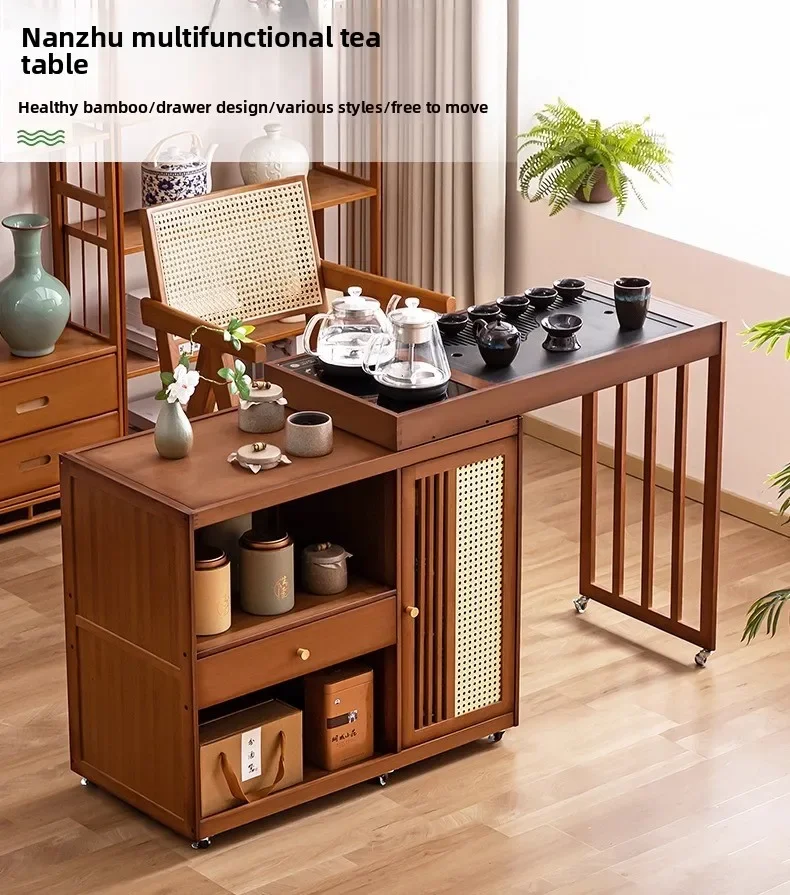 2025 Hot Selling Portable Tea Table with Heating Kettle for Home Balcony Tea Ceremony