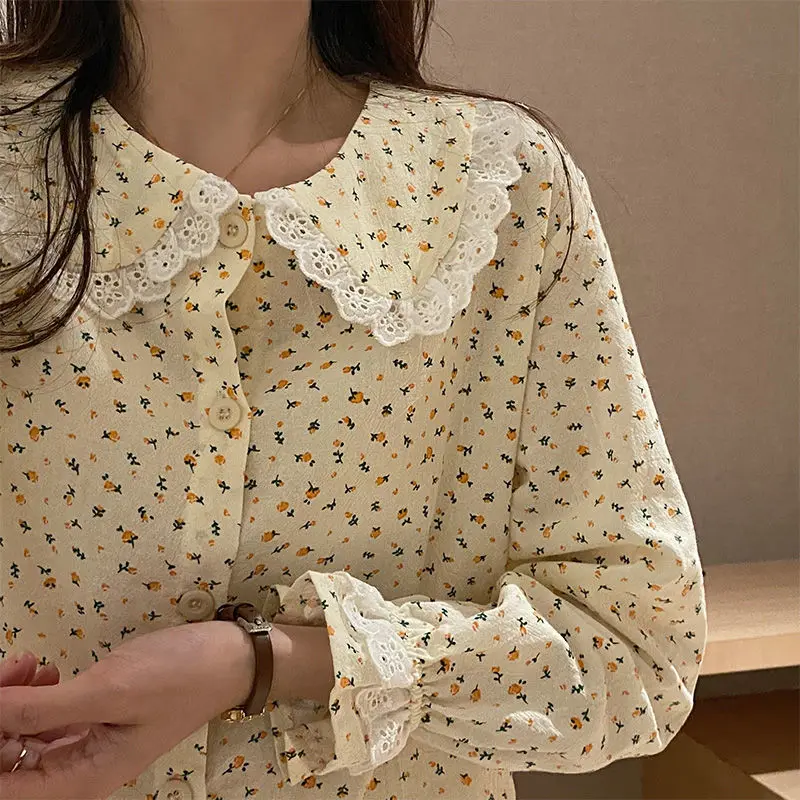 2022 Spring New Korean Style Fashion Comfortable Casual Pajamas Women Suits Long Sleeves Can Be Wearable Home Clothes Boutique